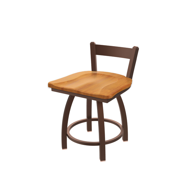 Holland Bar Stool Co 18" Low Back Swivel Vanity Stool, Bronze Finish, Med Maple Seat 82118BZMedMpl